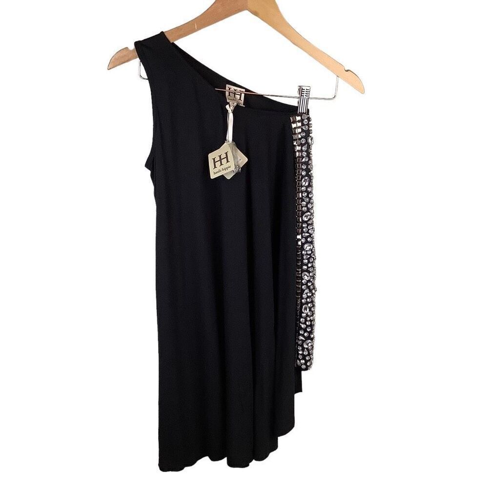 NWT Haute Hippie Asymmetrical ￼Jeweled One Shoulder Midi Dress
